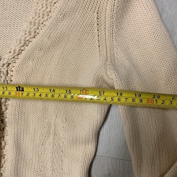 Les Copains Blue Wool Knit Crochet Cardigan size M 42 made in Italy beige - Picture 9 of 16